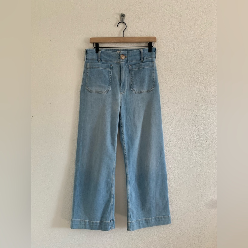 Maeve By Anthropologie The Colette Pants Womens Size 29 Blue Wide Leg High Rise